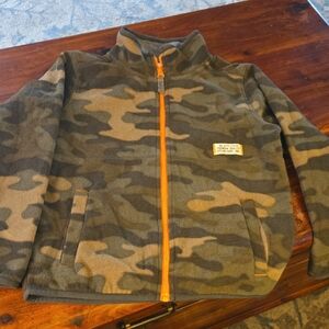 Kids 7 Camouflage Fleece Jacket with Orange Accents Carters